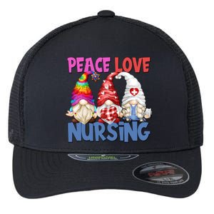 Funny Nurse Mom Stethoscope Hippie Gnomes Peace Love Nursing Gift Flexfit Unipanel Trucker Cap