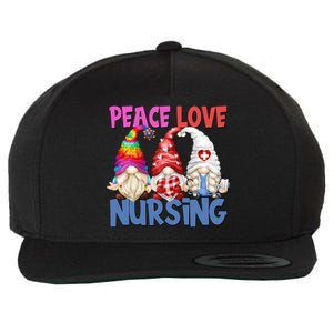 Funny Nurse Mom Stethoscope Hippie Gnomes Peace Love Nursing Gift Wool Snapback Cap