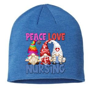 Funny Nurse Mom Stethoscope Hippie Gnomes Peace Love Nursing Gift Sustainable Beanie