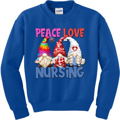 Funny Nurse Mom Stethoscope Hippie Gnomes Peace Love Nursing Gift Kids Sweatshirt