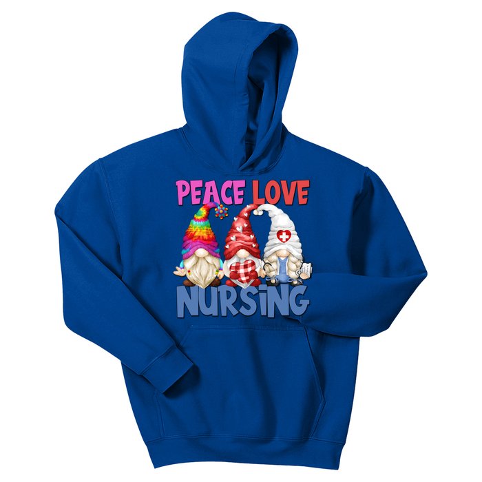 Funny Nurse Mom Stethoscope Hippie Gnomes Peace Love Nursing Gift Kids Hoodie