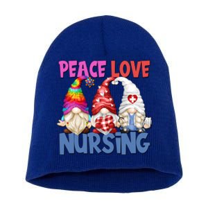 Funny Nurse Mom Stethoscope Hippie Gnomes Peace Love Nursing Gift Short Acrylic Beanie