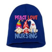 Funny Nurse Mom Stethoscope Hippie Gnomes Peace Love Nursing Gift Short Acrylic Beanie