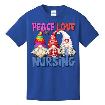 Funny Nurse Mom Stethoscope Hippie Gnomes Peace Love Nursing Gift Kids T-Shirt