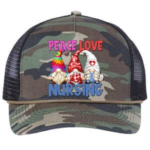 Funny Nurse Mom Stethoscope Hippie Gnomes Peace Love Nursing Gift Retro Rope Trucker Hat Cap