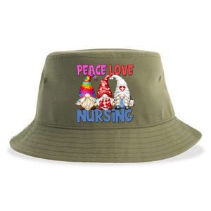 Funny Nurse Mom Stethoscope Hippie Gnomes Peace Love Nursing Gift Sustainable Bucket Hat