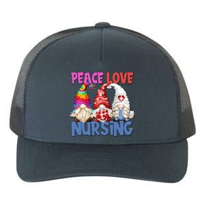 Funny Nurse Mom Stethoscope Hippie Gnomes Peace Love Nursing Gift Yupoong Adult 5-Panel Trucker Hat