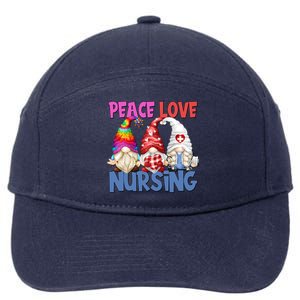 Funny Nurse Mom Stethoscope Hippie Gnomes Peace Love Nursing Gift 7-Panel Snapback Hat