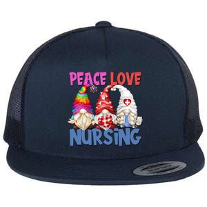 Funny Nurse Mom Stethoscope Hippie Gnomes Peace Love Nursing Gift Flat Bill Trucker Hat