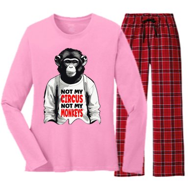 Funny Not My C.ircus Not My Monkeys Weird Fun Sayings Women's Long Sleeve Flannel Pajama Set 