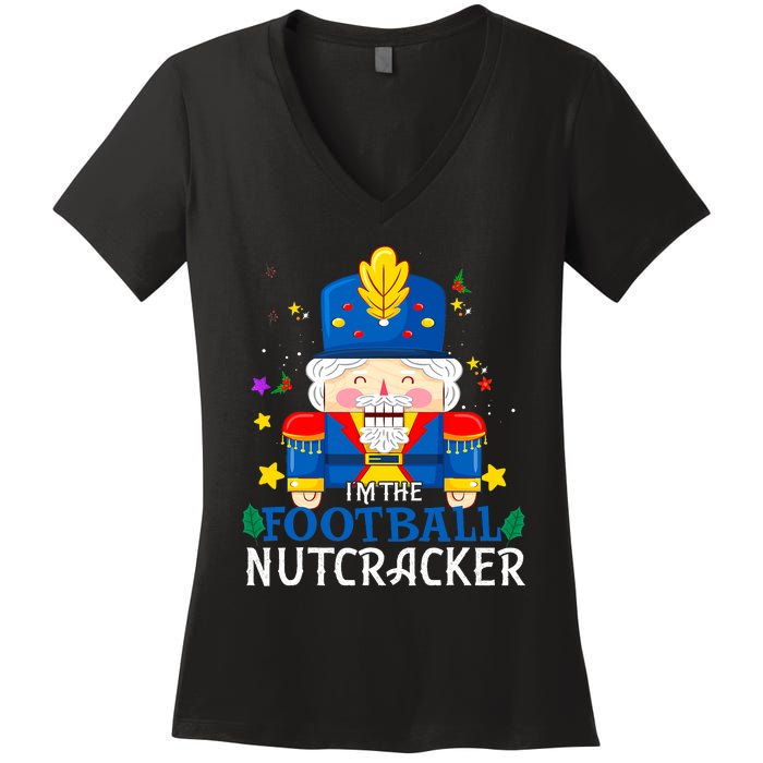 Football Nutcracker Matching Family Group Christmas Party Pj Women's V-Neck T-Shirt