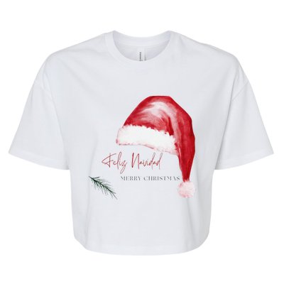 Feliz Navidad Merry Christmas Spanish Bella+Canvas Jersey Crop Tee