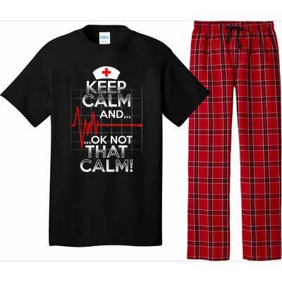 Funny Nurse Meaningful Gift Keep Calm Not That Calm Flatline Heart Pajama Set