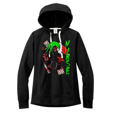 Funny Nurse Merry Christmas Stethoscope Nurses Xmas Pajamas Women's Fleece Hoodie