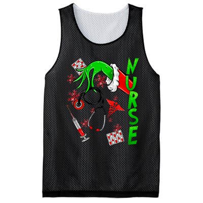 Funny Nurse Merry Christmas Stethoscope Nurses Xmas Pajamas Mesh Reversible Basketball Jersey Tank