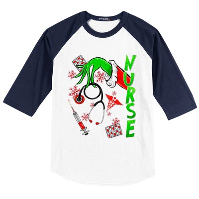 Funny Nurse Merry Christmas Stethoscope Nurses Xmas Pajamas Baseball Sleeve Shirt