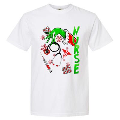 Funny Nurse Merry Christmas Stethoscope Nurses Xmas Pajamas Garment-Dyed Heavyweight T-Shirt