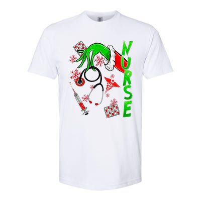 Funny Nurse Merry Christmas Stethoscope Nurses Xmas Pajamas Softstyle CVC T-Shirt