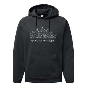 Floral NICU Nurse Performance Fleece Hoodie