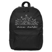 Floral NICU Nurse 16 in Basic Backpack