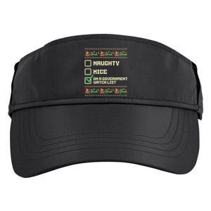 Funny Naughty Nice On A Government Watch List Christmas Xmas Sweatshirt Adult Drive Performance Visor