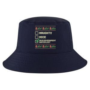 Funny Naughty Nice On A Government Watch List Christmas Xmas Sweatshirt Cool Comfort Performance Bucket Hat