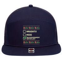 Funny Naughty Nice On A Government Watch List Christmas Xmas Sweatshirt 7 Panel Mesh Trucker Snapback Hat