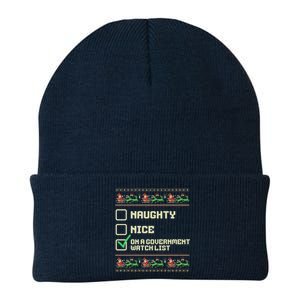 Funny Naughty Nice On A Government Watch List Christmas Xmas Sweatshirt Knit Cap Winter Beanie