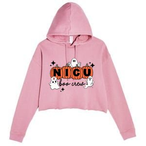 Funny Nicu Nurse Halloween Nicu Boo Crew Nicu Nurse Crop Fleece Hoodie