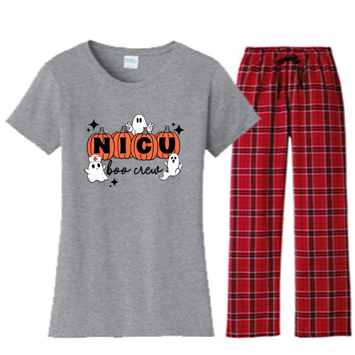 Funny Nicu Nurse Halloween Nicu Boo Crew Nicu Nurse Women's Flannel Pajama Set