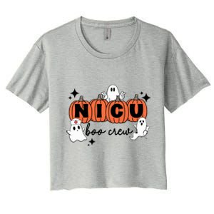 Funny Nicu Nurse Halloween Nicu Boo Crew Nicu Nurse Women's Crop Top Tee