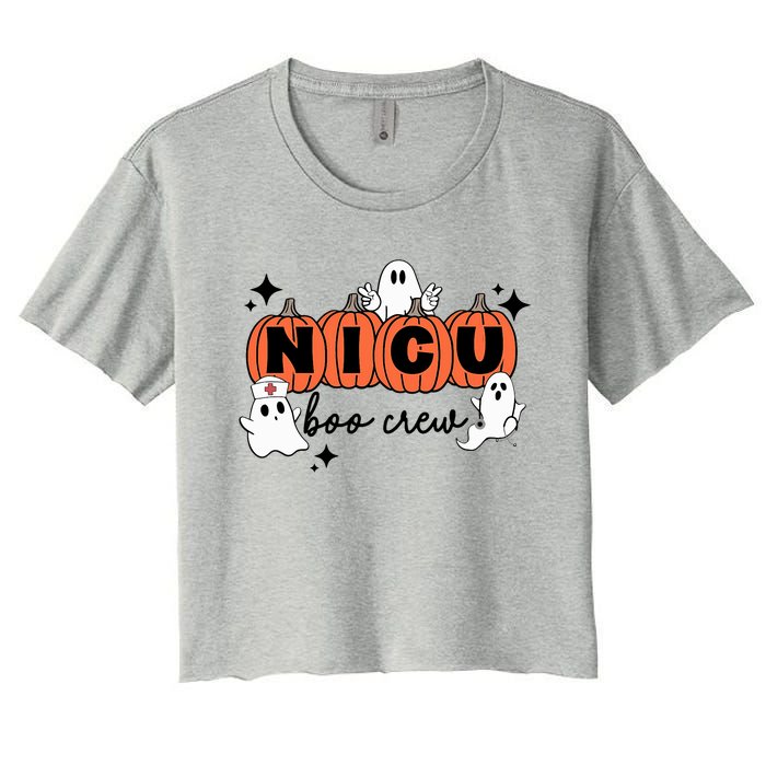 Funny Nicu Nurse Halloween Nicu Boo Crew Nicu Nurse Women's Crop Top Tee