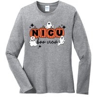 Funny Nicu Nurse Halloween Nicu Boo Crew Nicu Nurse Ladies Long Sleeve Shirt