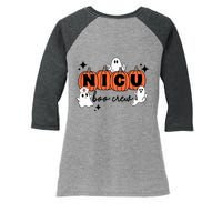 Funny Nicu Nurse Halloween Nicu Boo Crew Nicu Nurse Women's Tri-Blend 3/4-Sleeve Raglan Shirt