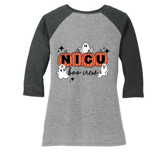 Funny Nicu Nurse Halloween Nicu Boo Crew Nicu Nurse Women's Tri-Blend 3/4-Sleeve Raglan Shirt