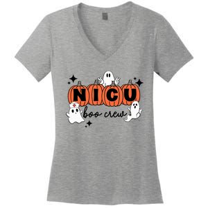 Funny Nicu Nurse Halloween Nicu Boo Crew Nicu Nurse Women's V-Neck T-Shirt