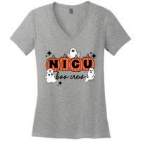 Funny Nicu Nurse Halloween Nicu Boo Crew Nicu Nurse Women's V-Neck T-Shirt