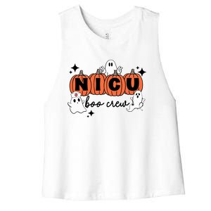 Funny Nicu Nurse Halloween Nicu Boo Crew Nicu Nurse Women's Racerback Cropped Tank