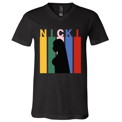 First Name Nicki Personalized I Love Nicki Girl V-Neck T-Shirt