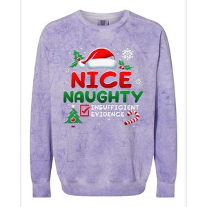 Funny Nice Naughty Insufficient Evidence Christmas Holiday Colorblast Crewneck Sweatshirt