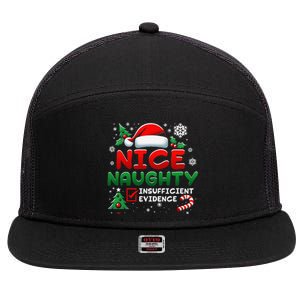 Funny Nice Naughty Insufficient Evidence Christmas Holiday 7 Panel Mesh Trucker Snapback Hat