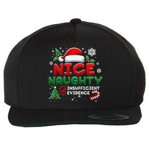 Funny Nice Naughty Insufficient Evidence Christmas Holiday Wool Snapback Cap