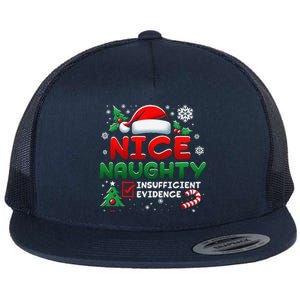 Funny Nice Naughty Insufficient Evidence Christmas Holiday Flat Bill Trucker Hat