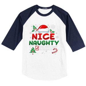 Funny Nice Naughty Insufficient Evidence Christmas Holiday Baseball Sleeve Shirt