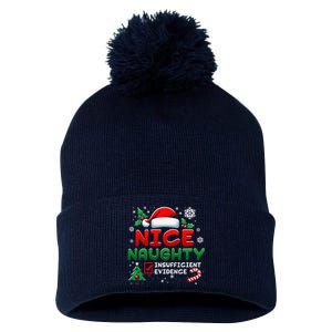 Funny Nice Naughty Insufficient Evidence Christmas Holiday Pom Pom 12in Knit Beanie