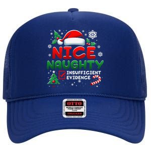 Funny Nice Naughty Insufficient Evidence Christmas Holiday High Crown Mesh Back Trucker Hat