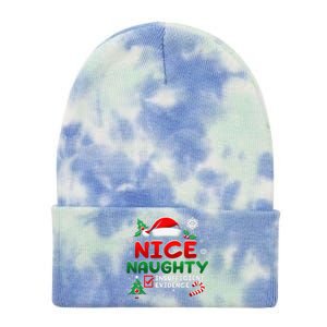 Funny Nice Naughty Insufficient Evidence Christmas Holiday Tie Dye 12in Knit Beanie