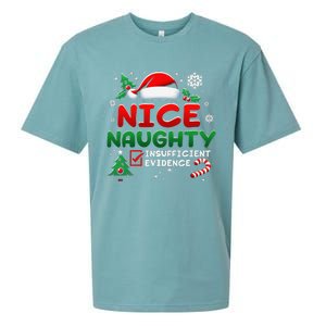 Funny Nice Naughty Insufficient Evidence Christmas Holiday Sueded Cloud Jersey T-Shirt