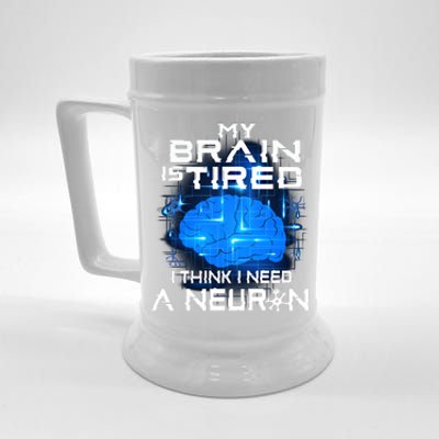 Funny Neuroscience Neuron Pun Science Brain Neurology Nurse Meaningful Gift Beer Stein