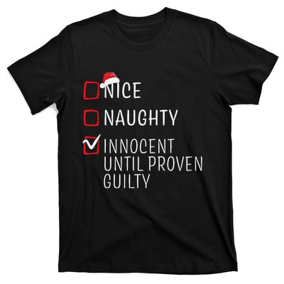 Funny Naughty Nice Christmas Family Pajama Kids T-Shirt